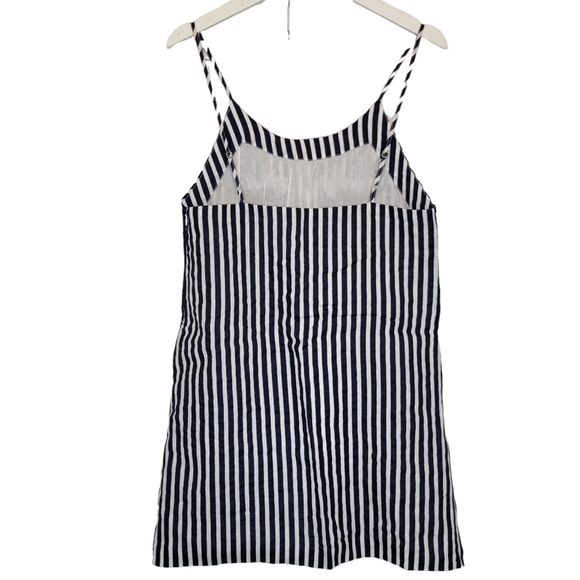 FARM RIO Striped Parrot Embroidered Mini Dress Women's XS Linen Sleeveless Blue - Picture 5 of 15